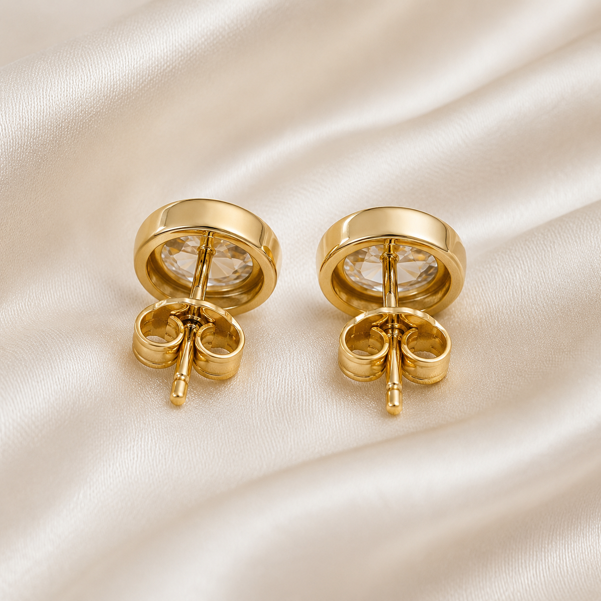 Bezel-Set Oval Diamond Stud Earrings | IGI Certified Lab-Grown | 14K & 18K Gold, Platinum