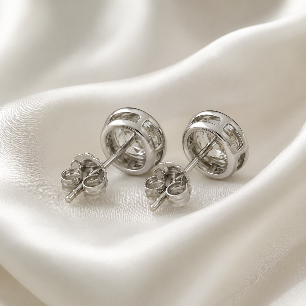 Bezel-Set Oval Diamond Stud Earrings | IGI Certified Lab-Grown | 14K & 18K Gold, Platinum