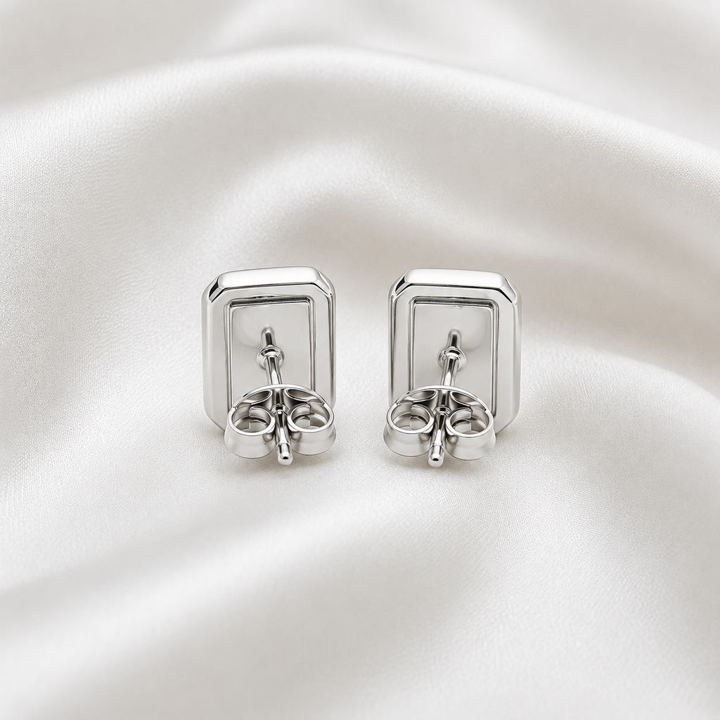 Bezel-Set Radiant Diamond Stud Earrings | IGI Certified Lab-Grown | 14K & 18K Gold, Platinum