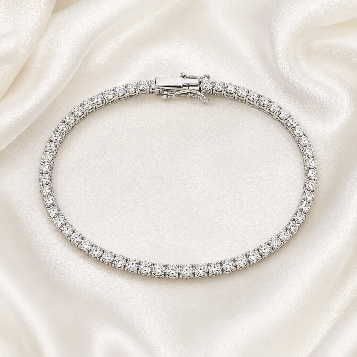 Round Lab-Grown Diamond 3-Prong Tennis Bracelet | IGI Certified | 3–10 CT | 14K Gold
