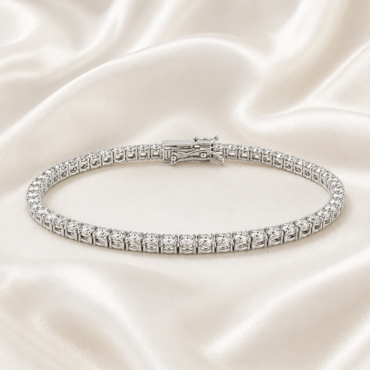 Round Lab-Grown Diamond 3-Prong Tennis Bracelet | IGI Certified | 3–10 CT | 14K Gold