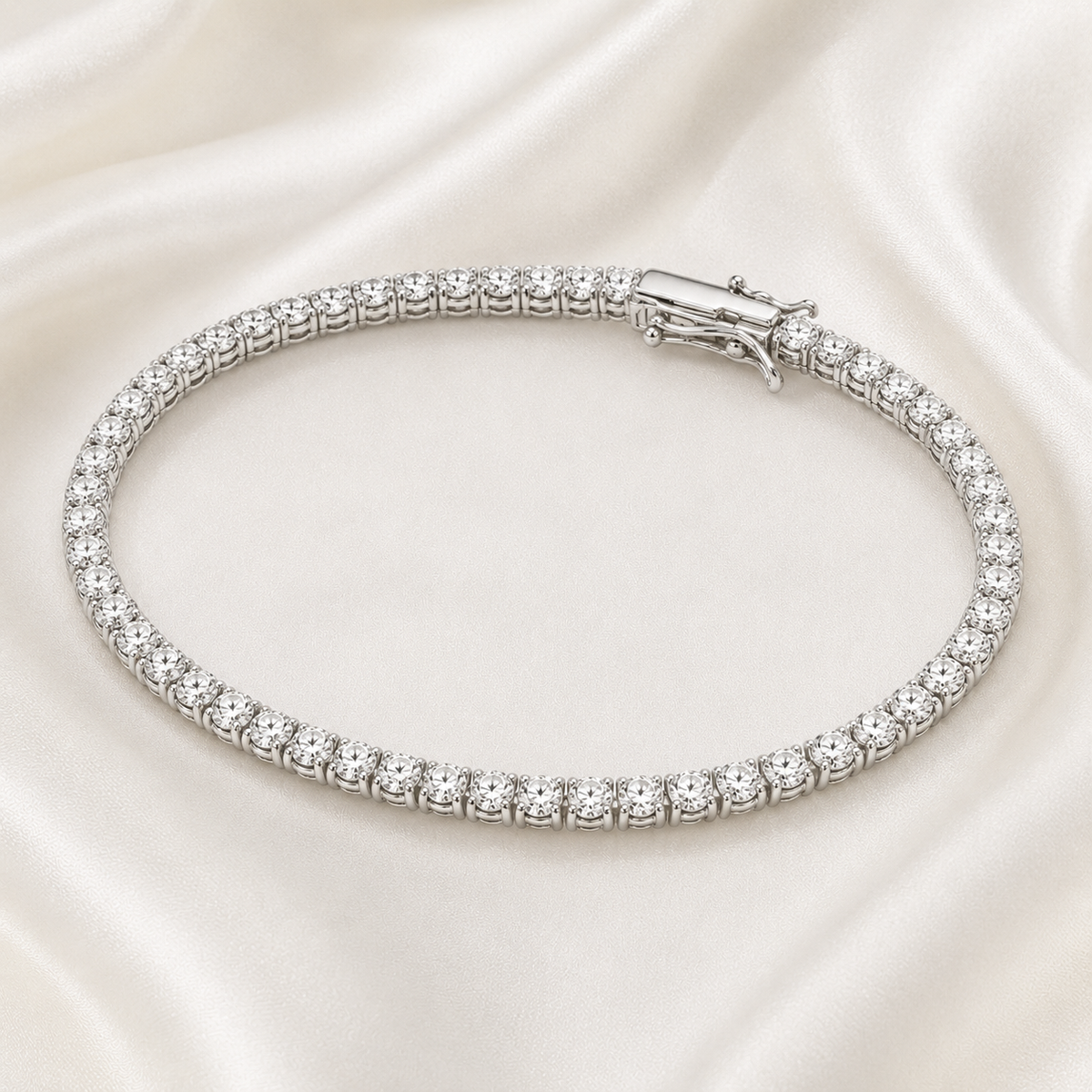 Round Lab-Grown Diamond 3-Prong Tennis Bracelet | IGI Certified | 3–10 CT | 14K Gold
