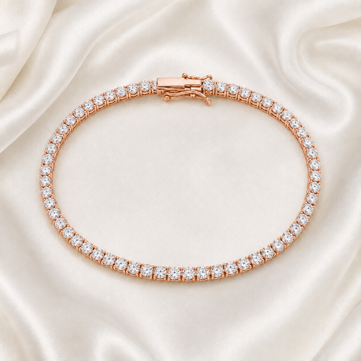 Round Lab-Grown Diamond 3-Prong Tennis Bracelet | IGI Certified | 3–10 CT | 14K Gold