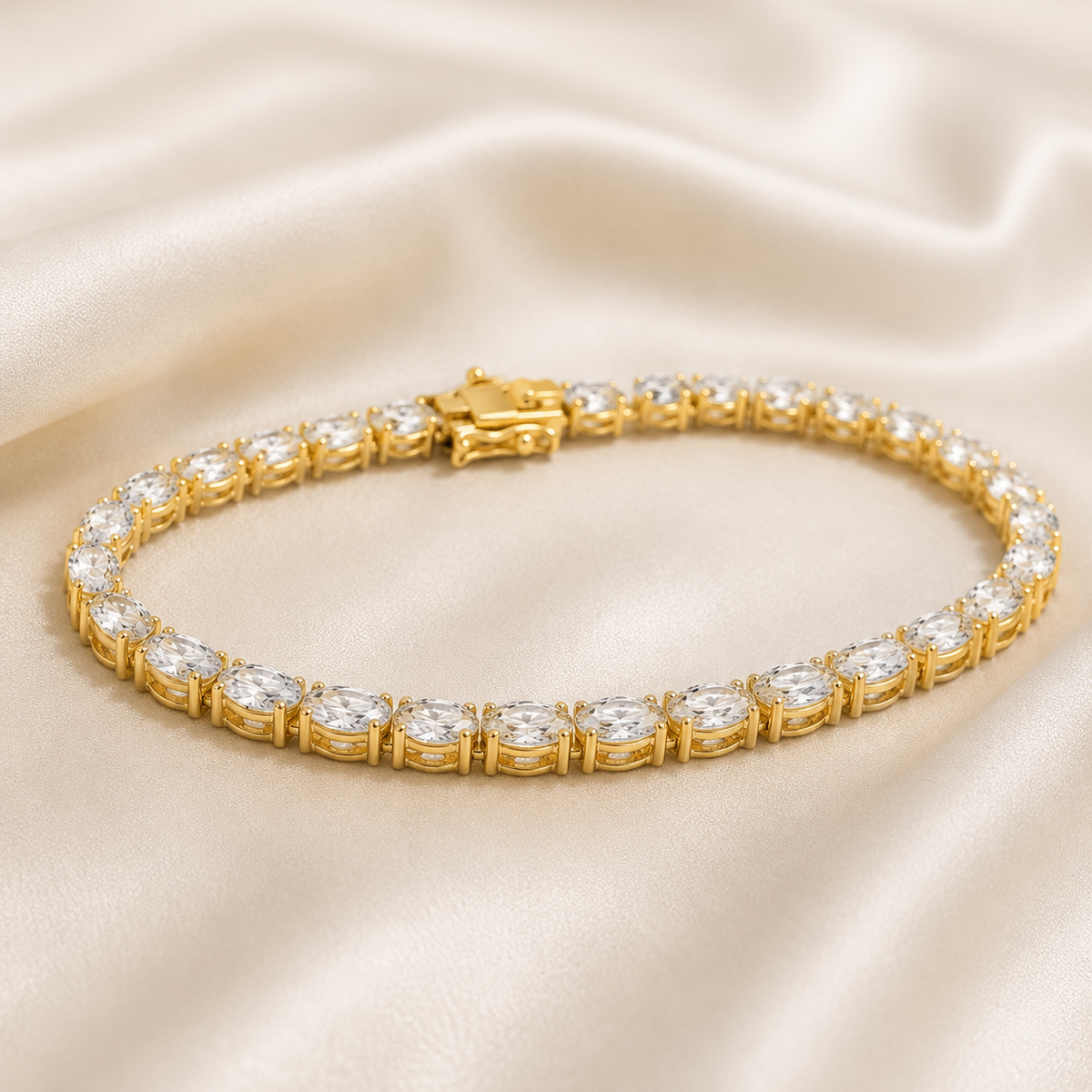 Oval Lab-Grown Diamond Tennis Bracelet | IGI Certified | 3–10 CTW | 14K & 18K Gold