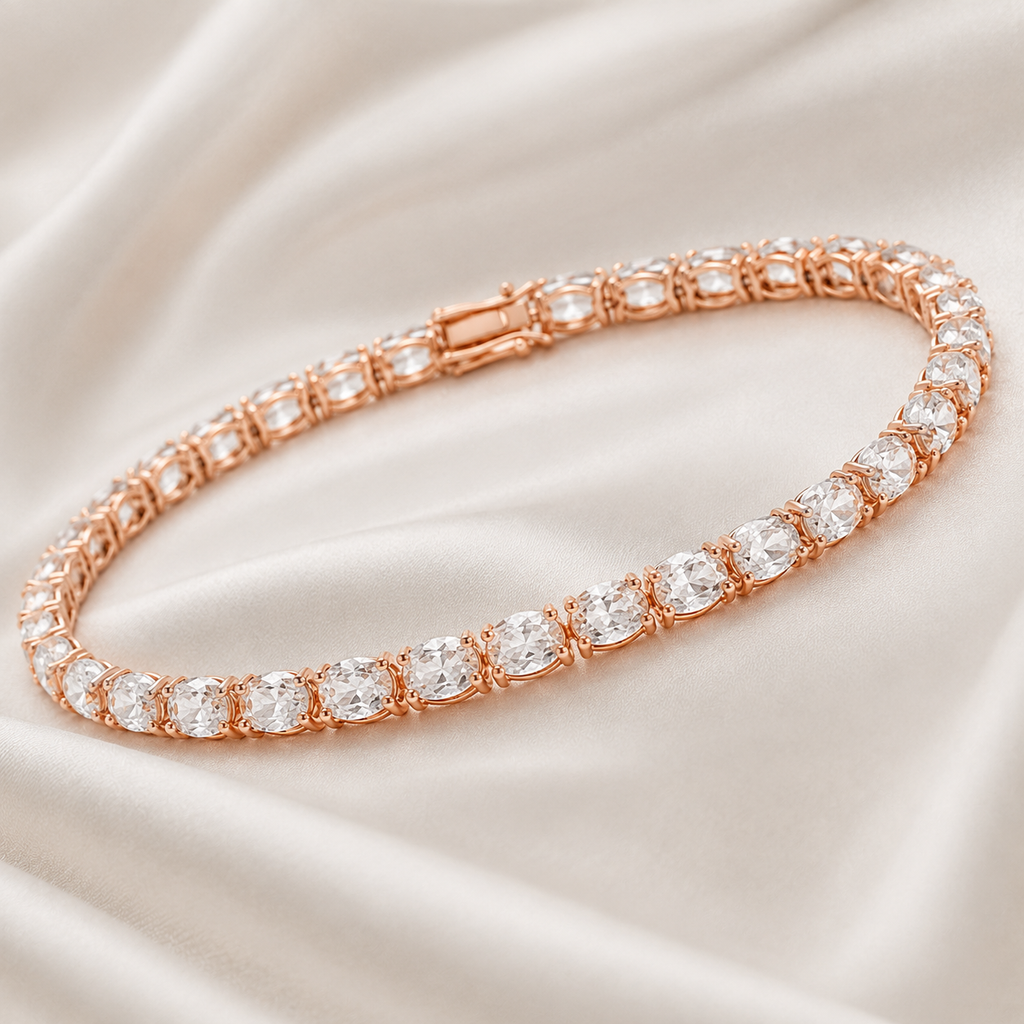 Oval Lab-Grown Diamond Tennis Bracelet | IGI Certified | 3–10 CTW | 14K & 18K Gold