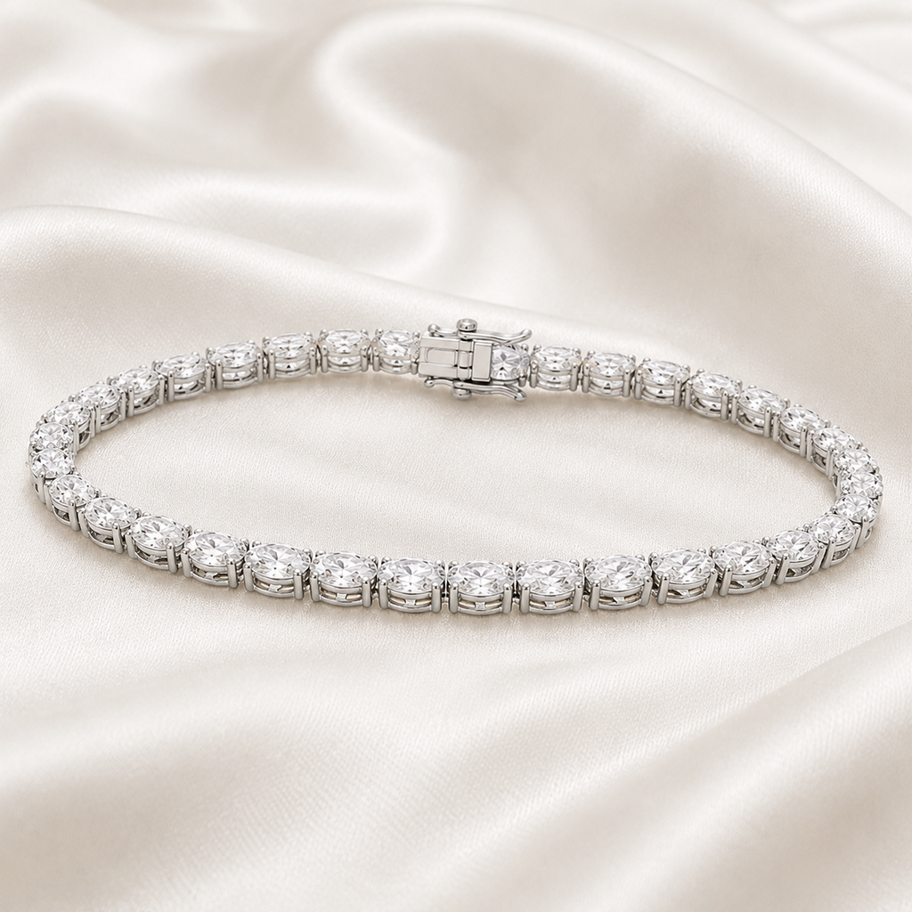 Oval Lab-Grown Diamond Tennis Bracelet | IGI Certified | 3–10 CTW | 14K & 18K Gold