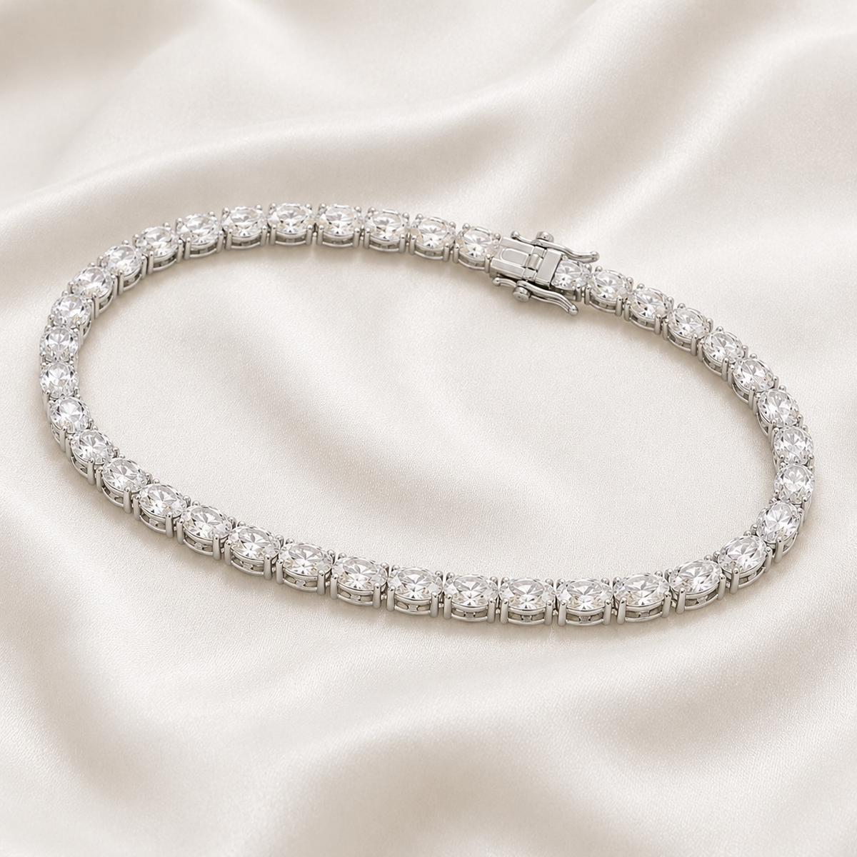 Oval Lab-Grown Diamond Tennis Bracelet | IGI Certified | 3–10 CTW | 14K & 18K Gold