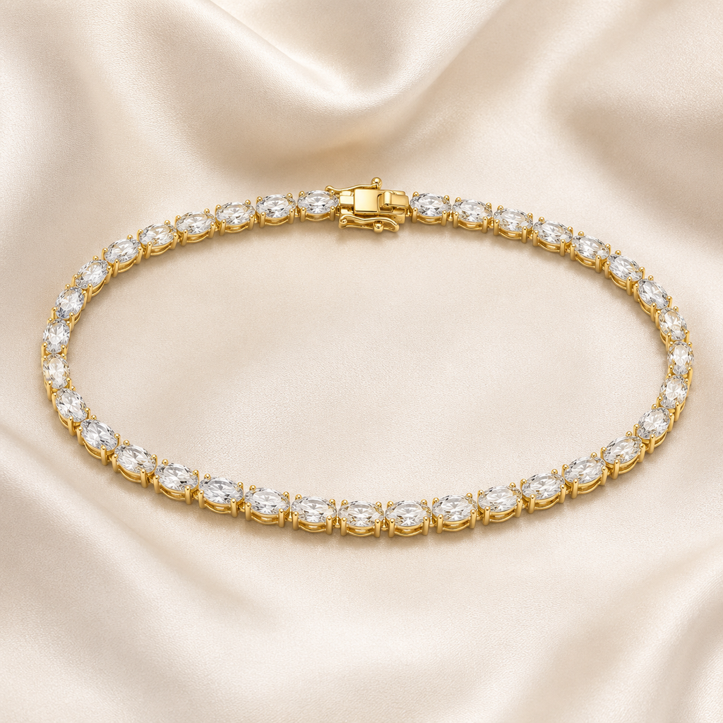 Oval Lab-Grown Diamond Tennis Bracelet | IGI Certified | 3–10 CTW | 14K & 18K Gold