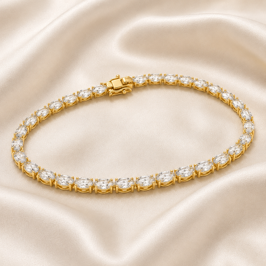 Oval Lab-Grown Diamond Tennis Bracelet | IGI Certified | 3–10 CTW | 14K & 18K Gold