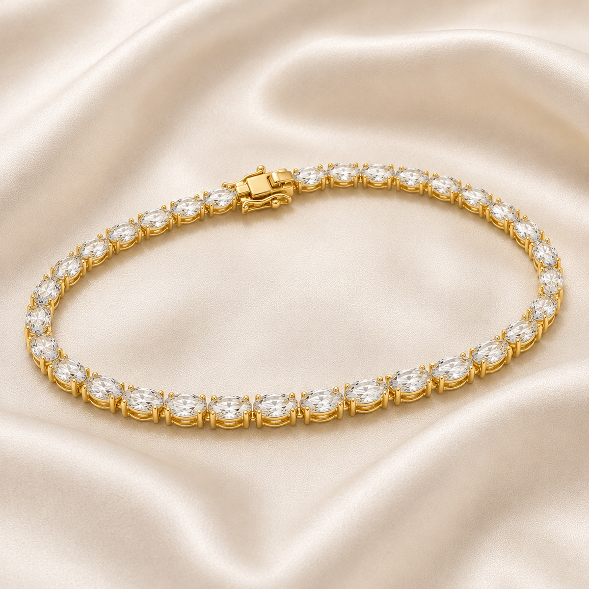 Oval Lab-Grown Diamond Tennis Bracelet | IGI Certified | 3–10 CTW | 14K & 18K Gold