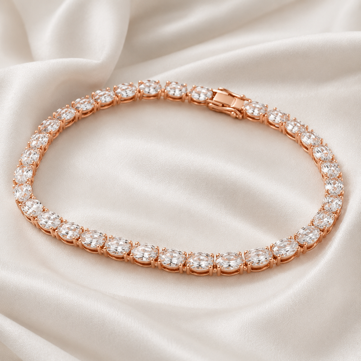 Oval Lab-Grown Diamond Tennis Bracelet | IGI Certified | 3–10 CTW | 14K & 18K Gold