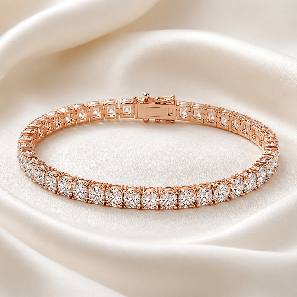 Cushion Cut Lab-Grown Diamond Tennis Bracelet | IGI Certified | 3–10 CTW | 14K & 18K Gold