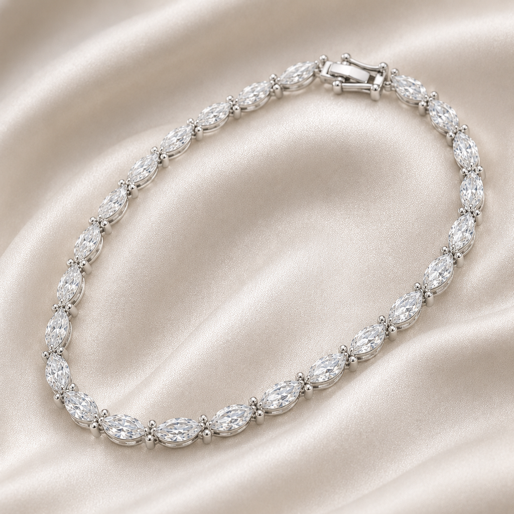 Marquise Cut Lab-Grown Diamond Tennis Bracelet | IGI Certified | 3–10 CTW | 14K & 18K Gold