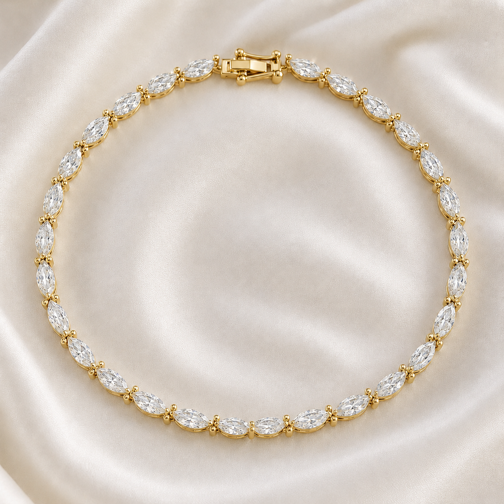 Marquise Cut Lab-Grown Diamond Tennis Bracelet | IGI Certified | 3–10 CTW | 14K & 18K Gold