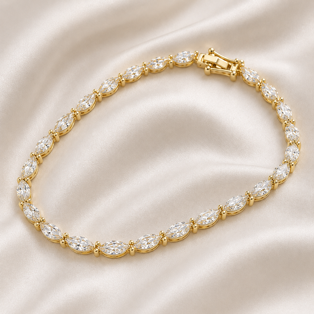 Marquise Cut Lab-Grown Diamond Tennis Bracelet | IGI Certified | 3–10 CTW | 14K & 18K Gold