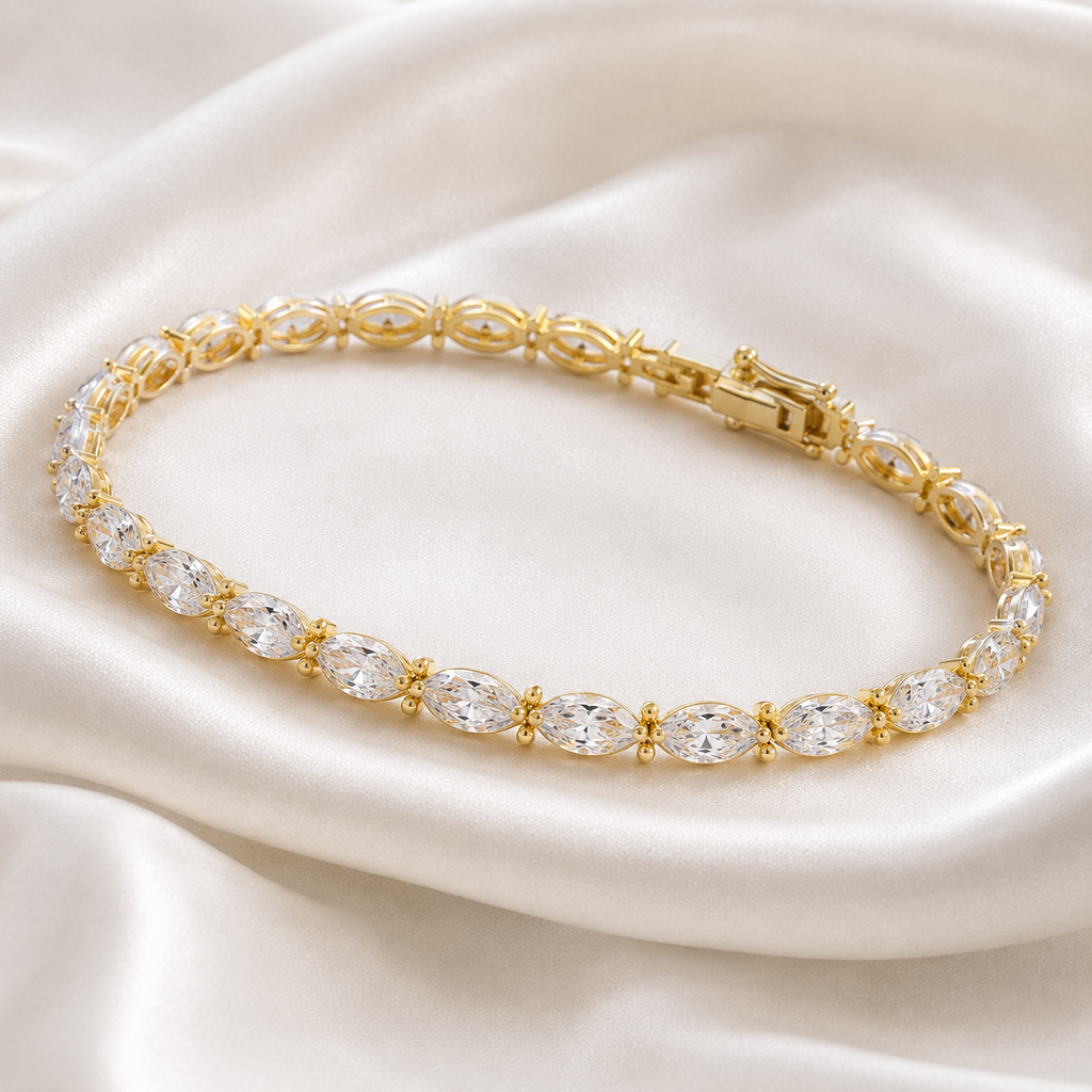 Marquise Cut Lab-Grown Diamond Tennis Bracelet | IGI Certified | 3–10 CTW | 14K & 18K Gold