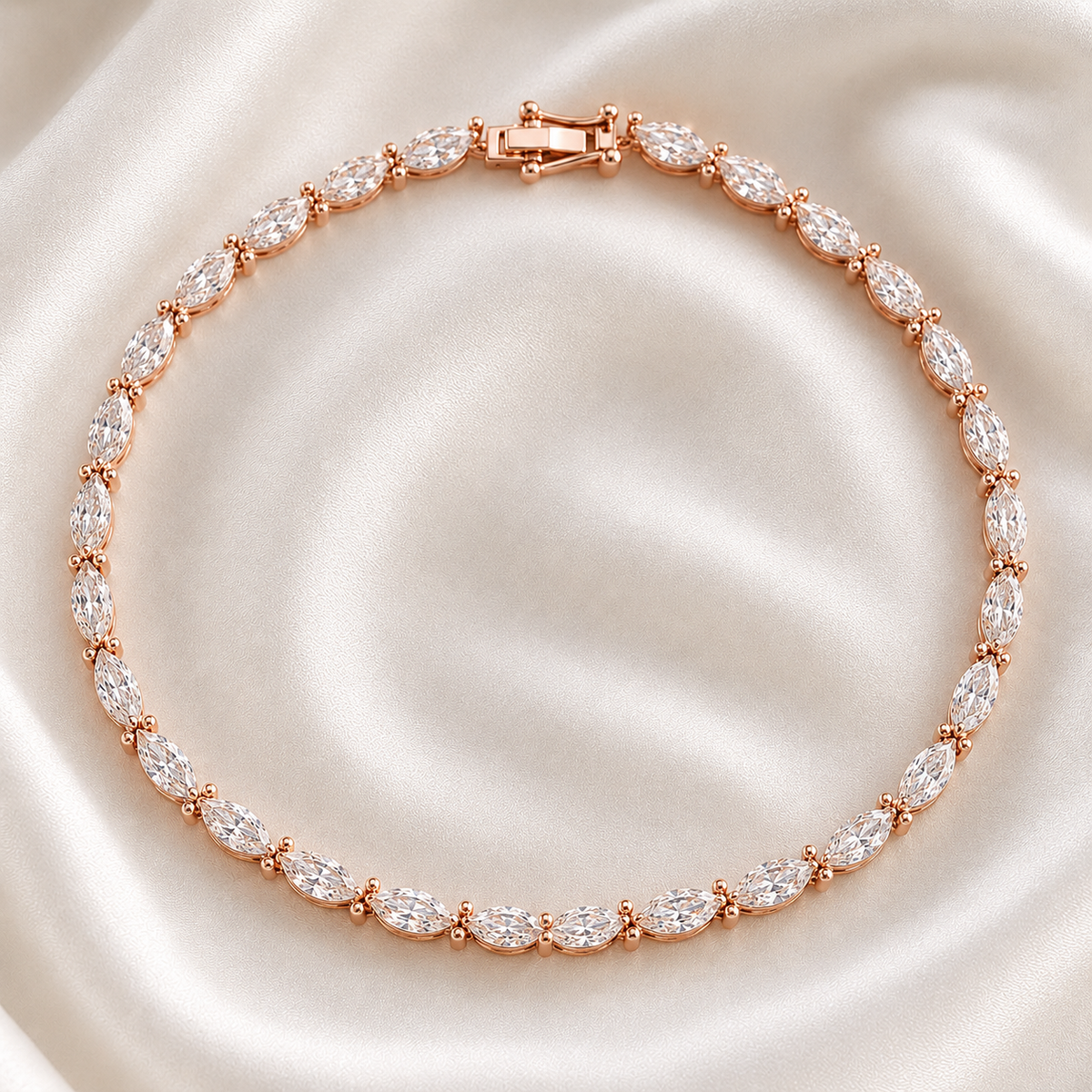 Marquise Cut Lab-Grown Diamond Tennis Bracelet | IGI Certified | 3–10 CTW | 14K & 18K Gold