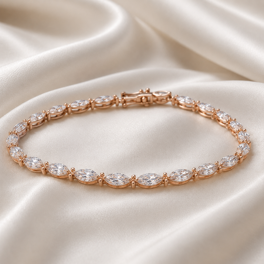 Marquise Cut Lab-Grown Diamond Tennis Bracelet | IGI Certified | 3–10 CTW | 14K & 18K Gold