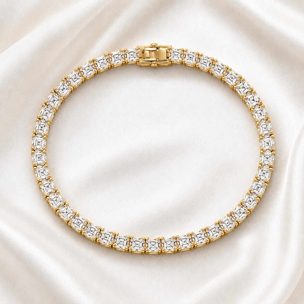 Asscher Cut Prong-Set Lab-Grown Diamond Tennis Bracelet | IGI Certified | 14K & 18K Gold, Platinum