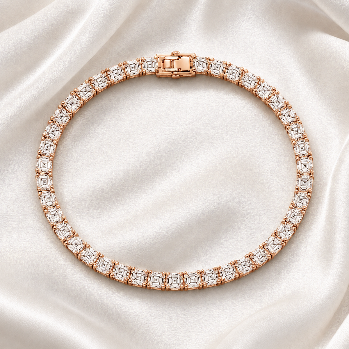 Asscher Cut Prong-Set Lab-Grown Diamond Tennis Bracelet | IGI Certified | 14K & 18K Gold, Platinum