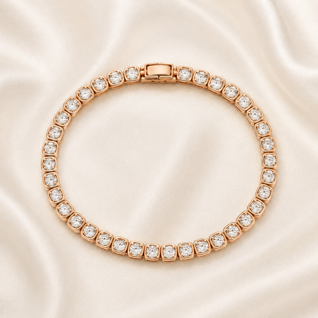 Cushion Cut Bezel-Set Lab-Grown Diamond Tennis Bracelet | IGI Certified | 14K & 18K Gold, Platinum