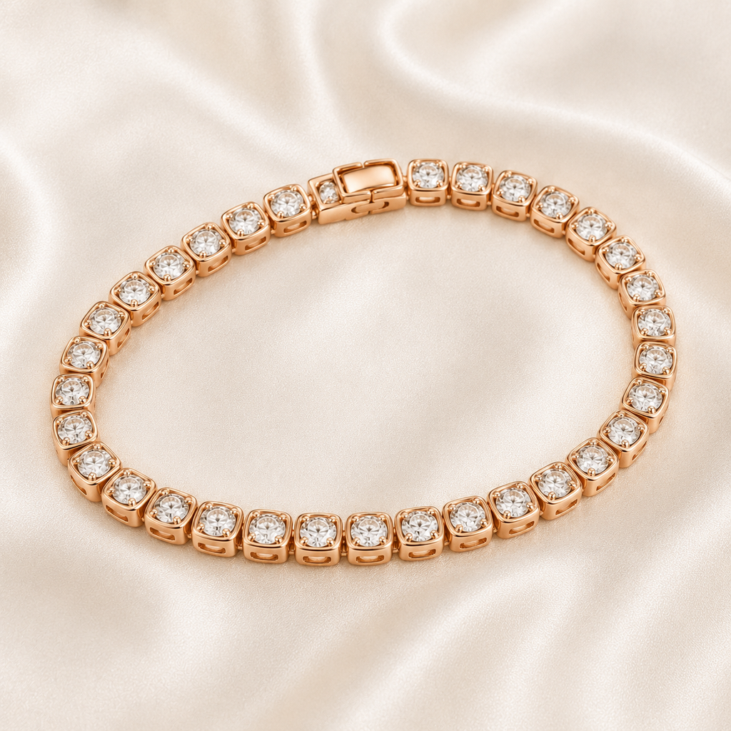 Cushion Cut Bezel-Set Lab-Grown Diamond Tennis Bracelet | IGI Certified | 14K & 18K Gold, Platinum