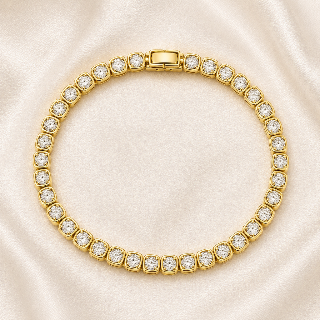 Cushion Cut Bezel-Set Lab-Grown Diamond Tennis Bracelet | IGI Certified | 14K & 18K Gold, Platinum