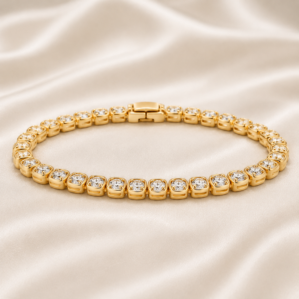 Cushion Cut Bezel-Set Lab-Grown Diamond Tennis Bracelet | IGI Certified | 14K & 18K Gold, Platinum