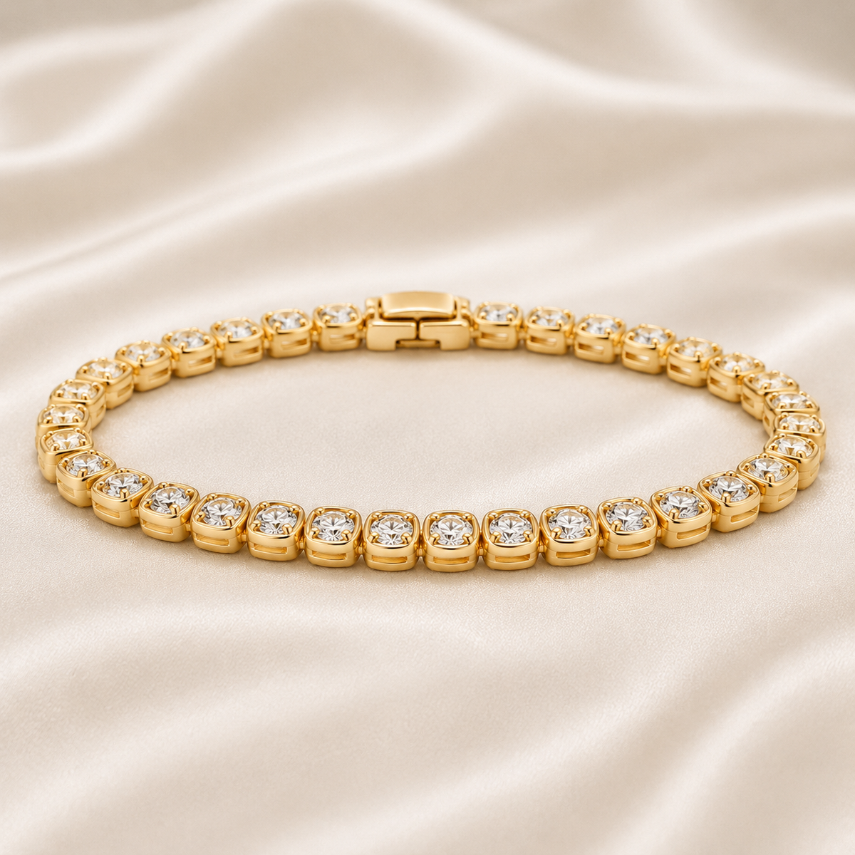 Cushion Cut Bezel-Set Lab-Grown Diamond Tennis Bracelet | IGI Certified | 14K & 18K Gold, Platinum