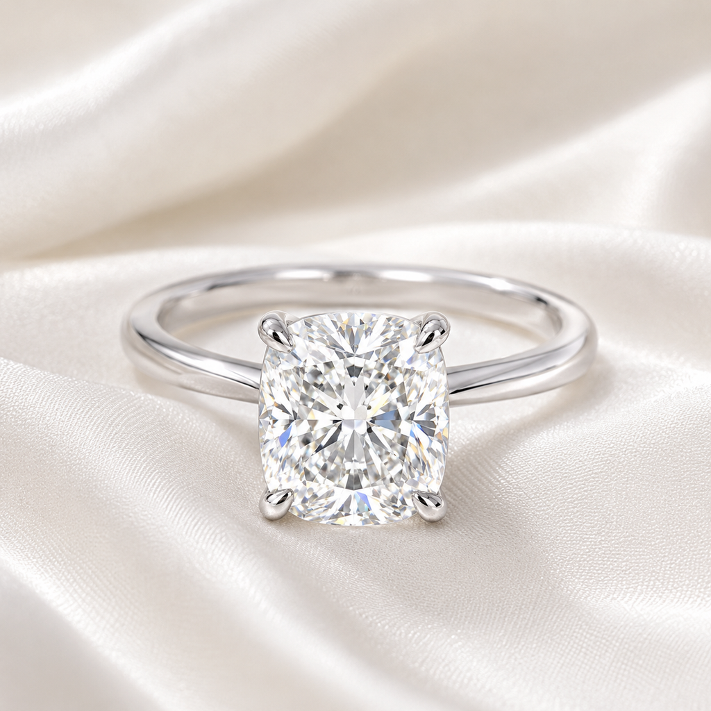 Solitaire Cushion Engagement Ring