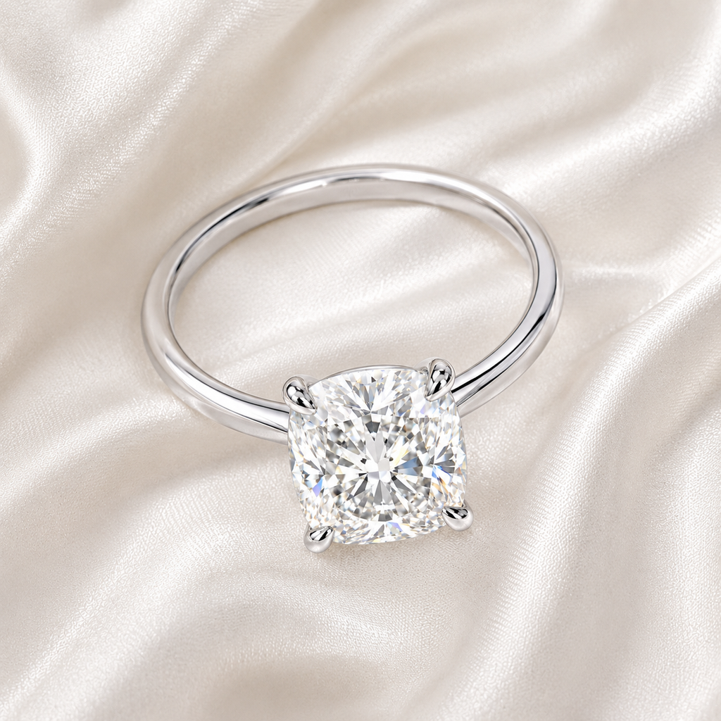 Solitaire Cushion Engagement Ring