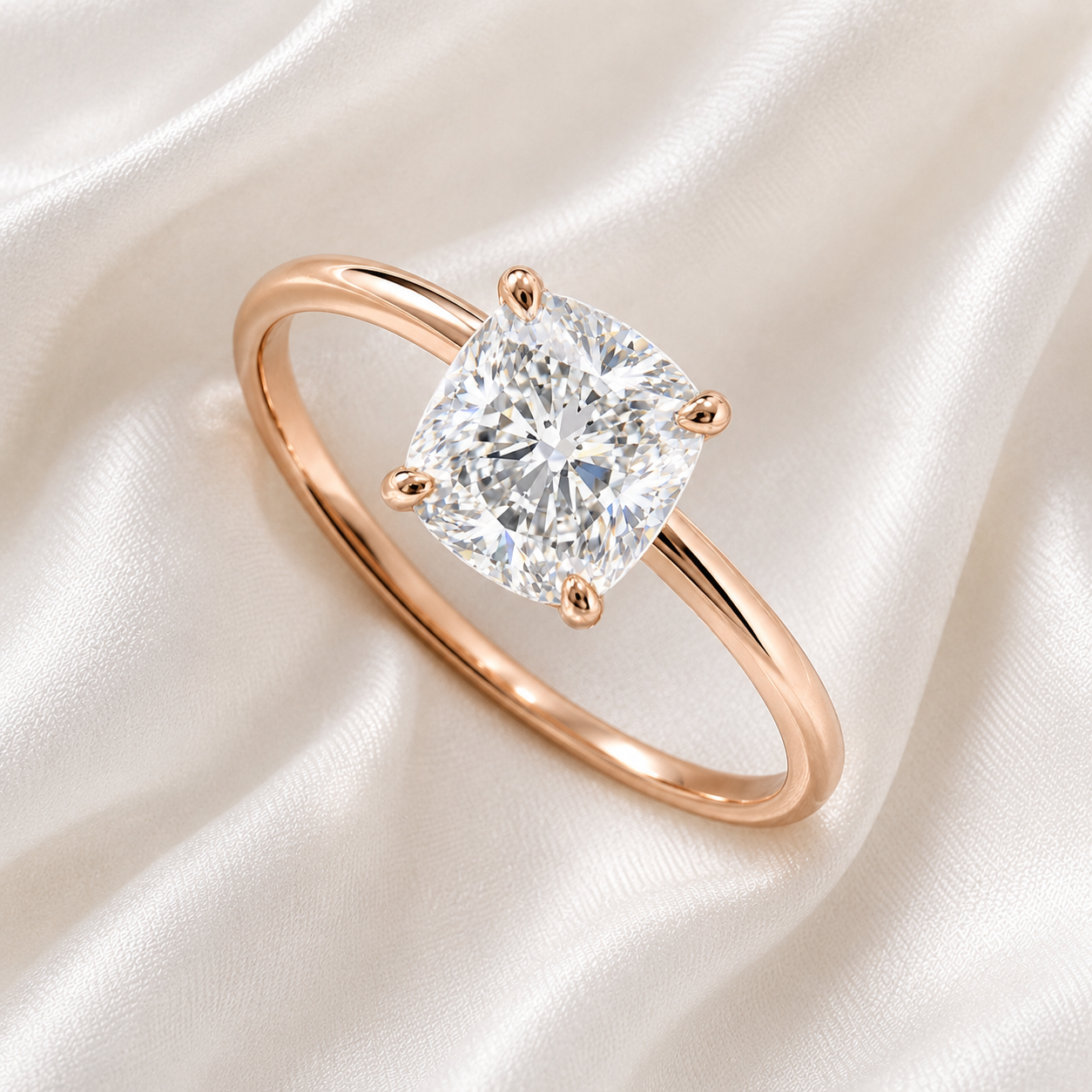 Solitaire Cushion Engagement Ring