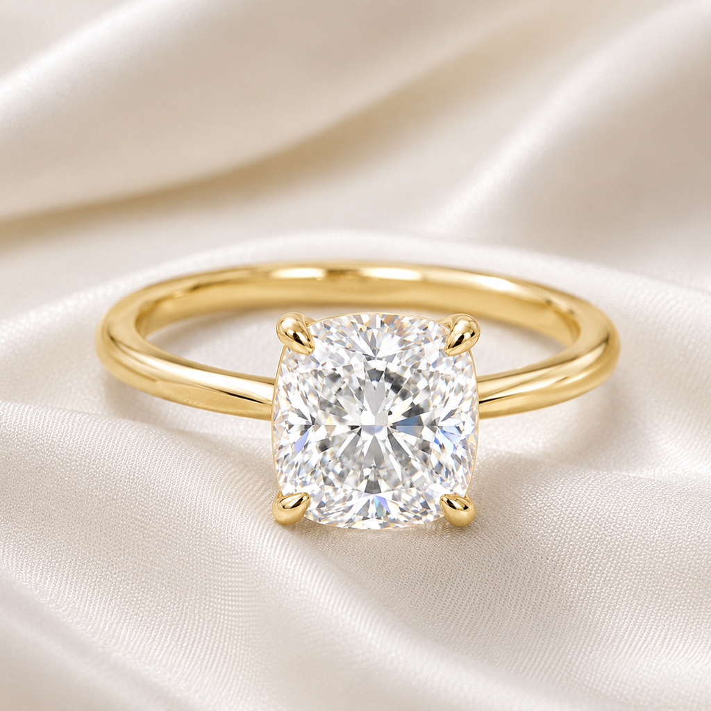 Solitaire Cushion Engagement Ring