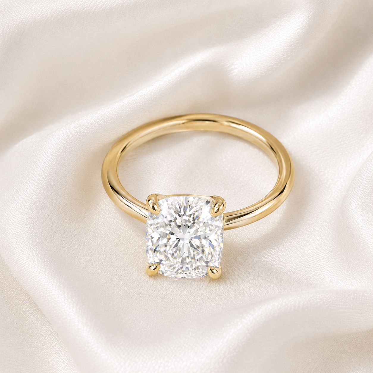 Solitaire Cushion Engagement Ring