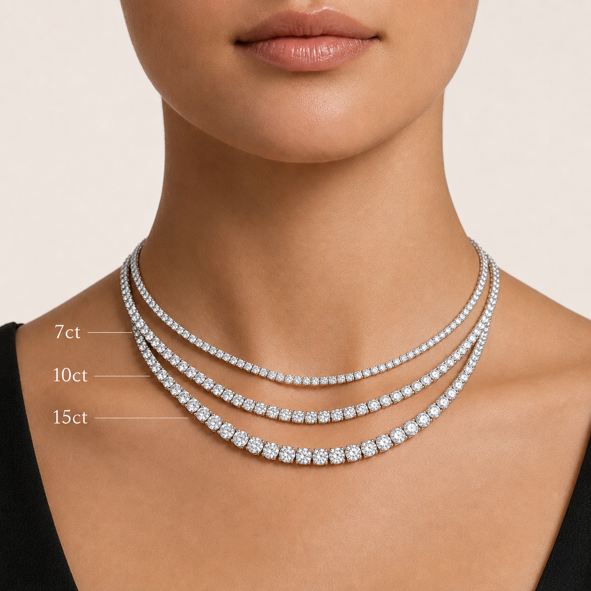 Round Cut Lab-Grown Diamond Tennis Necklace | IGI Certified | 14K & 18K Gold, Platinum
