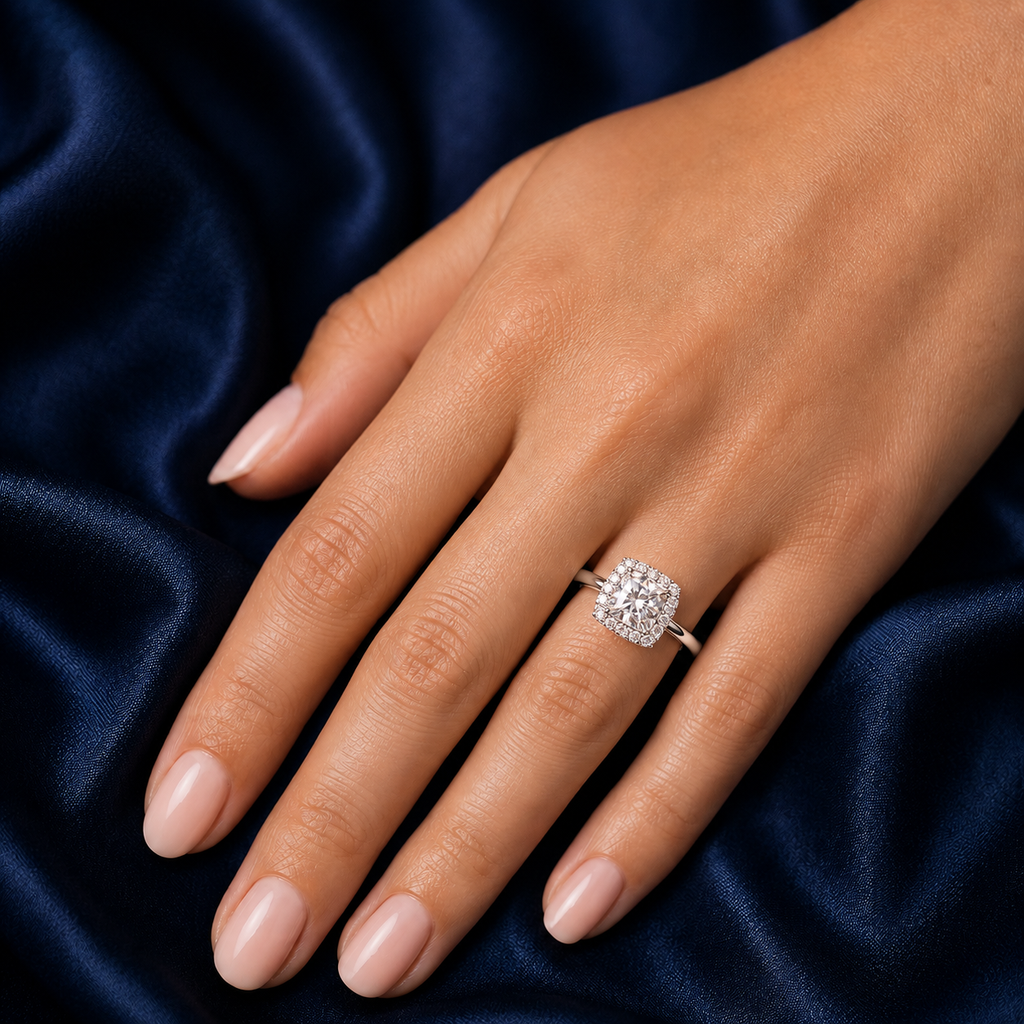 Halo Cushion Engagement Ring