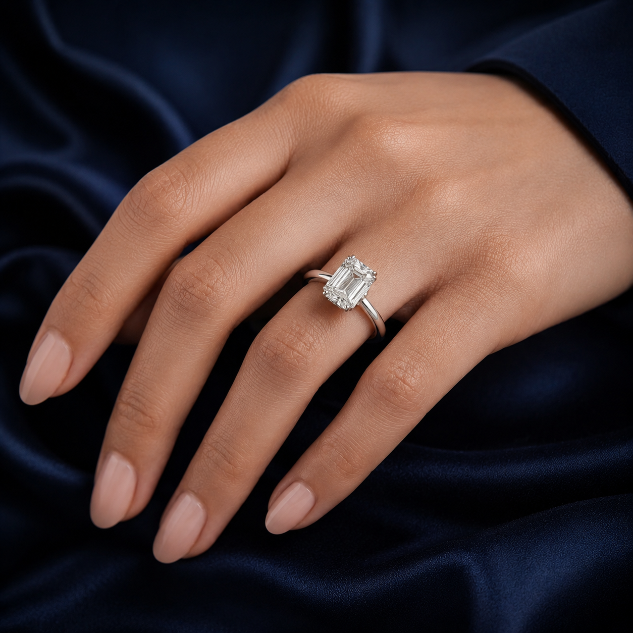 Hidden Halo Emerald Engagement Ring