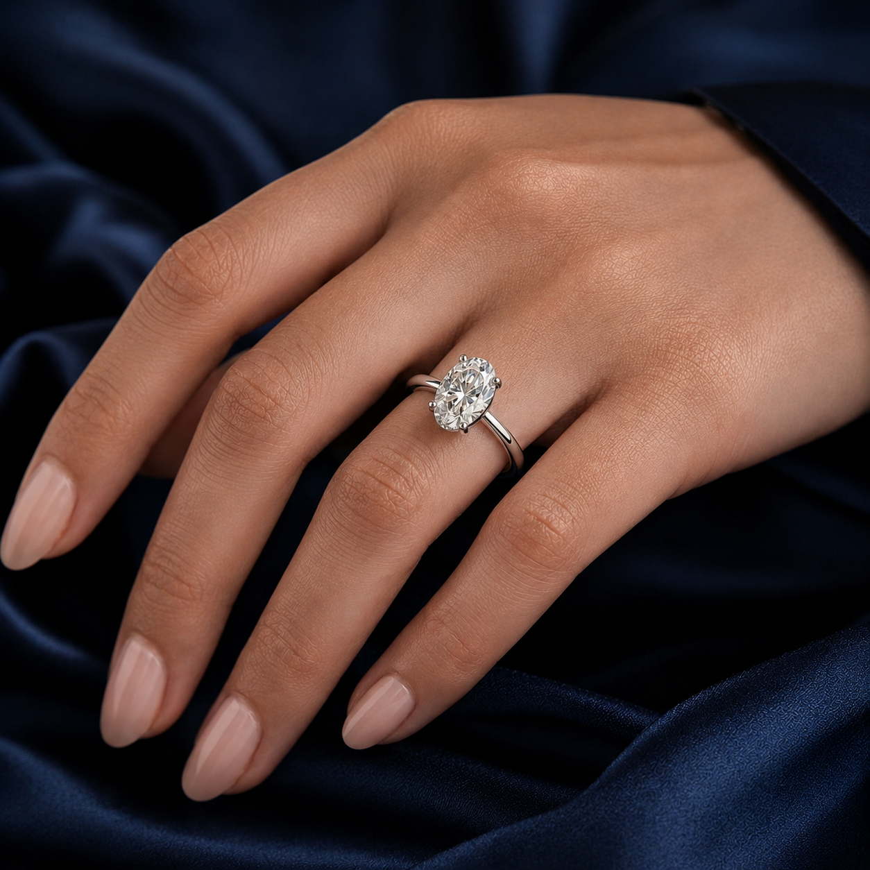 Hidden Halo Oval Engagement Ring