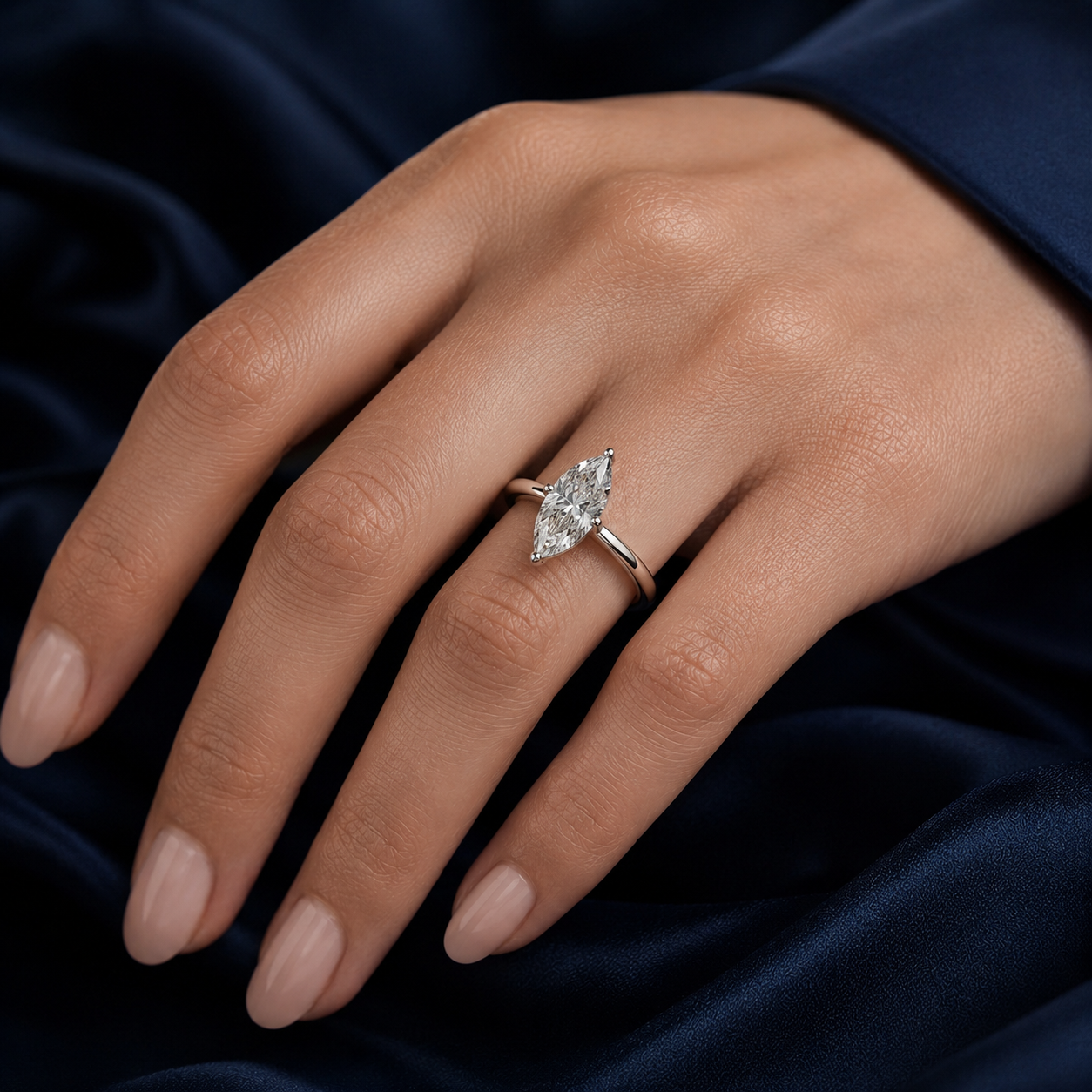 Hidden Halo Marquise Engagement Ring