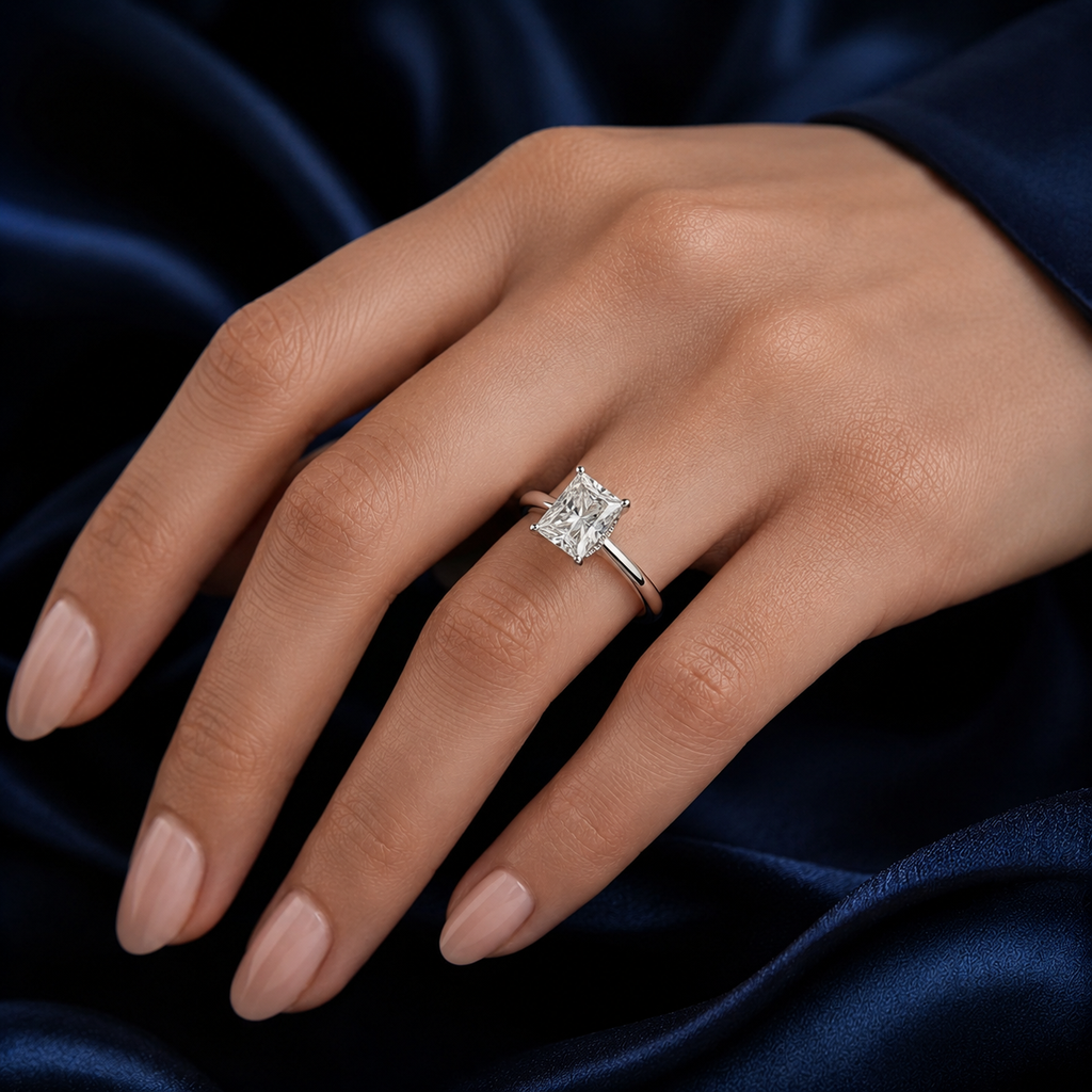 Hidden Halo Princess Engagement Ring
