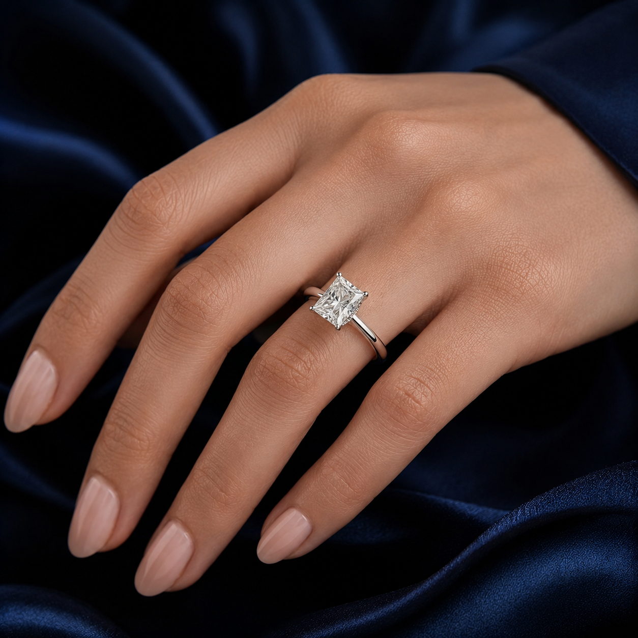 Hidden Halo Princess Engagement Ring