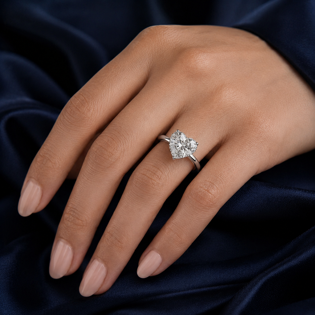 Hidden Halo Heart Engagement Ring