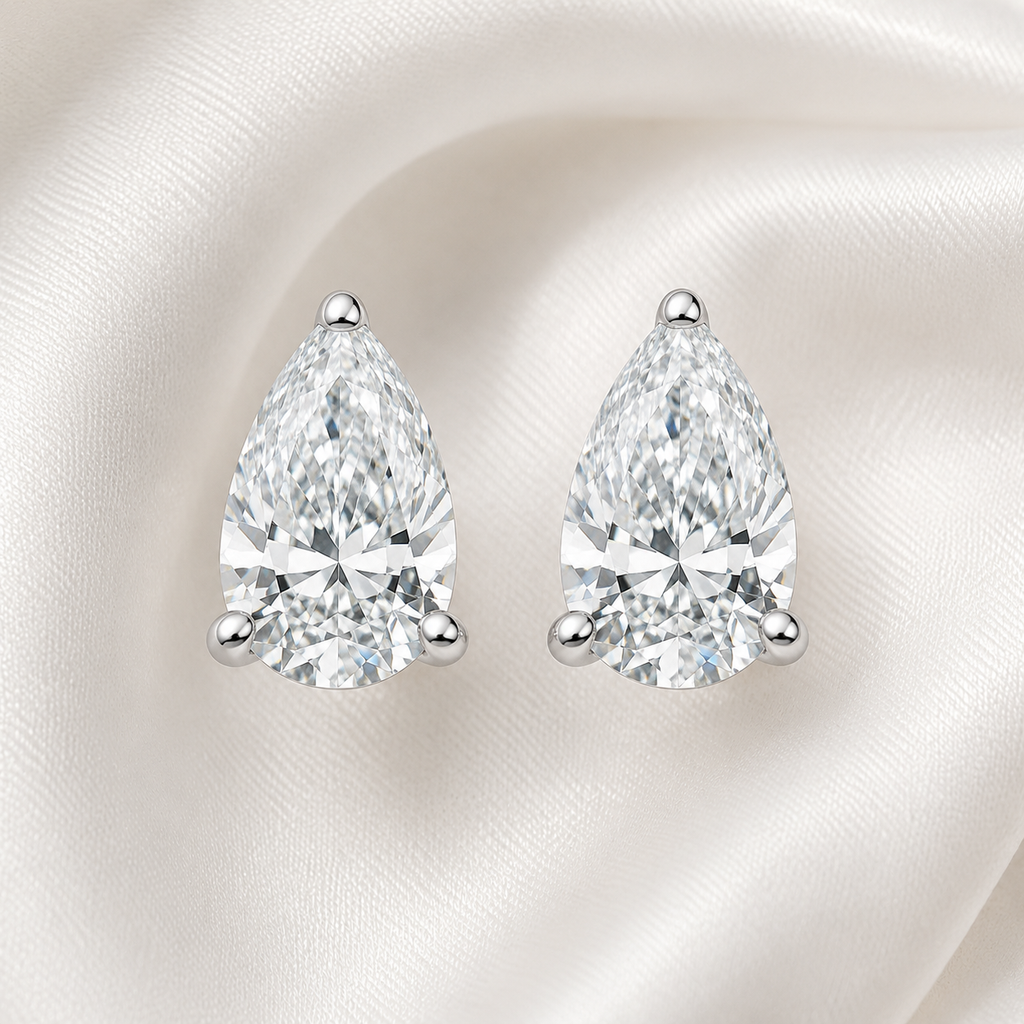 Pear Cut 3-Prong Martini Diamond Stud Earrings | IGI Certified Lab-Grown | 14K & 18K Gold, Platinum