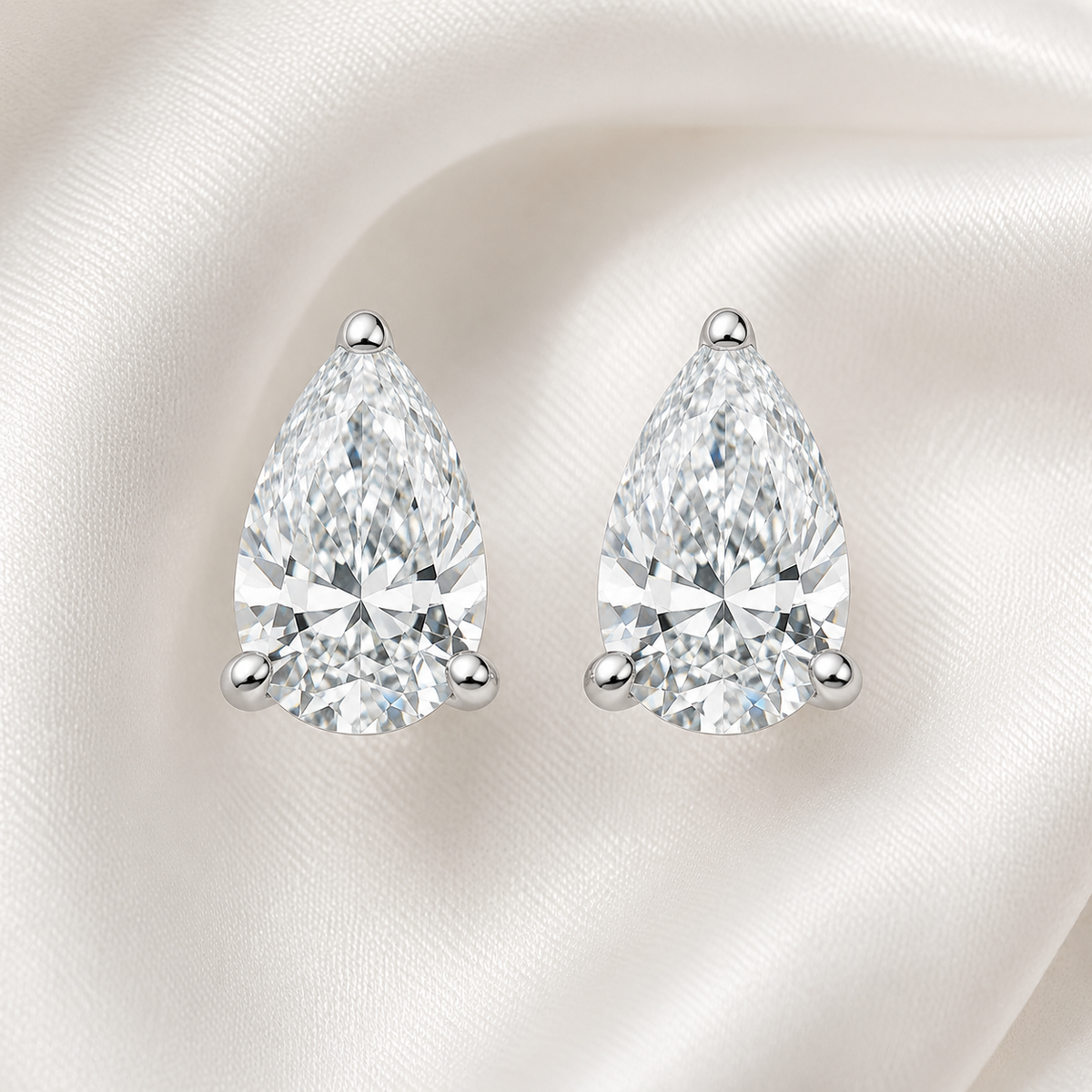 Pear Cut 3-Prong Martini Diamond Stud Earrings | IGI Certified Lab-Grown | 14K & 18K Gold, Platinum