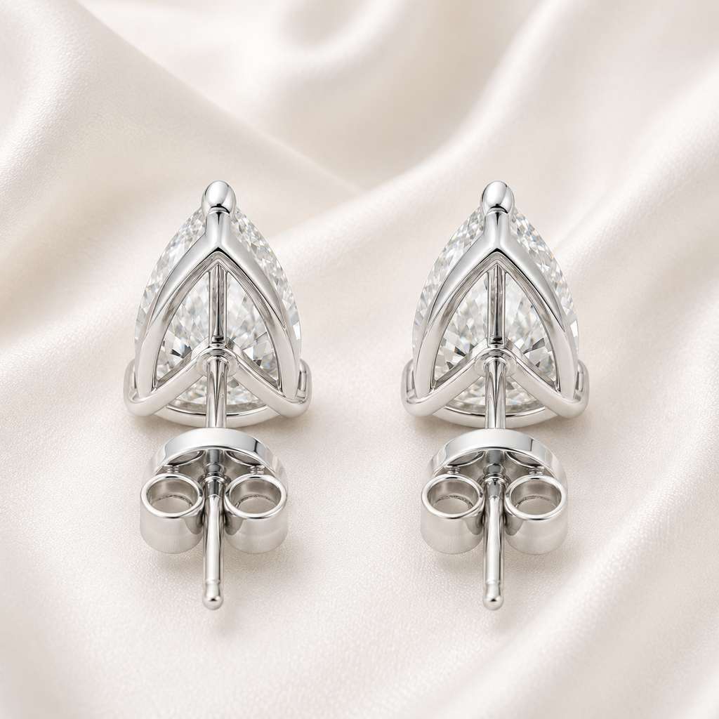 Pear Cut 3-Prong Martini Diamond Stud Earrings | IGI Certified Lab-Grown | 14K & 18K Gold, Platinum