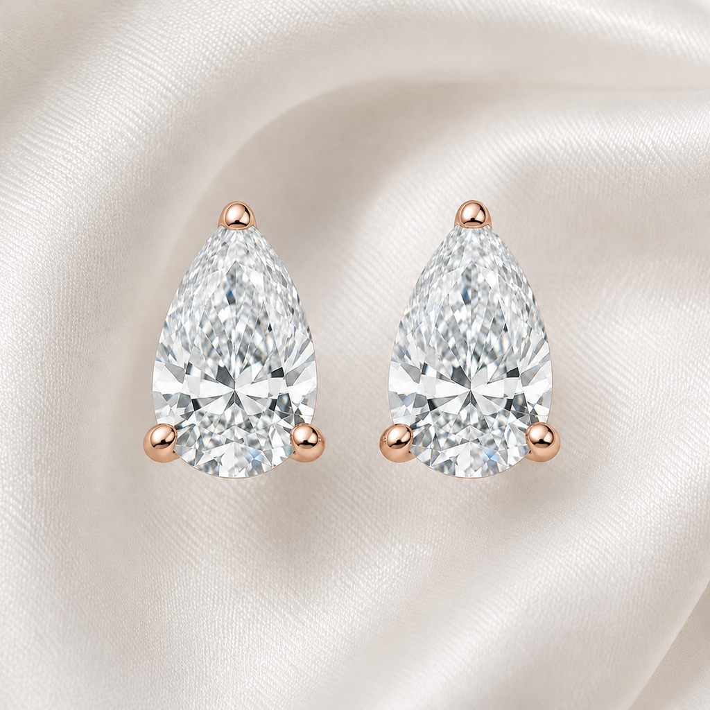 Pear Cut 3-Prong Martini Diamond Stud Earrings | IGI Certified Lab-Grown | 14K & 18K Gold, Platinum
