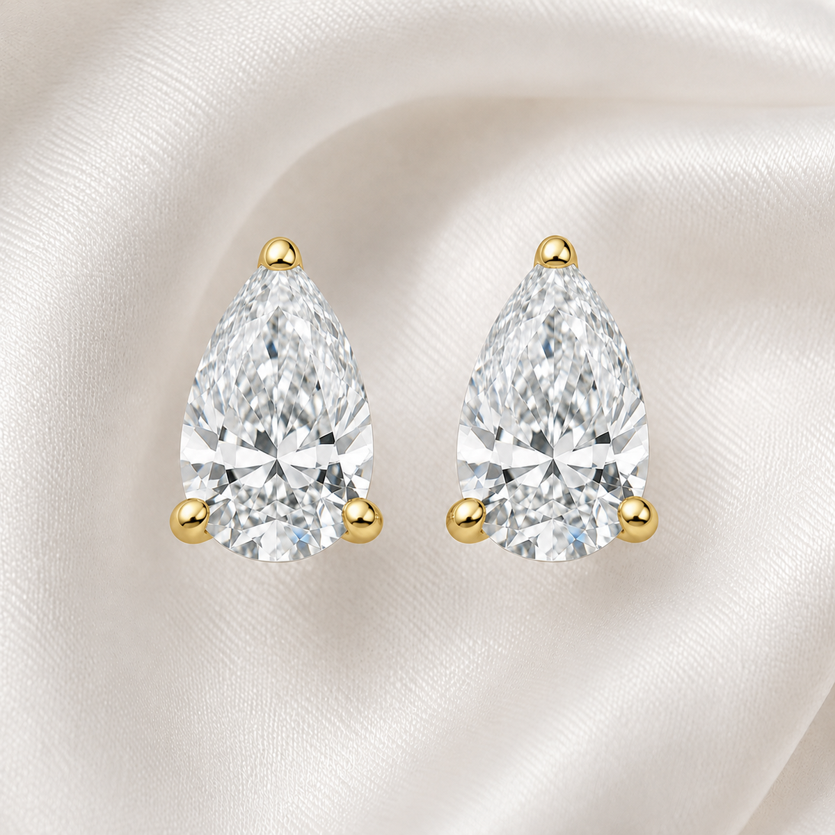 Pear Cut 3-Prong Martini Diamond Stud Earrings | IGI Certified Lab-Grown | 14K & 18K Gold, Platinum