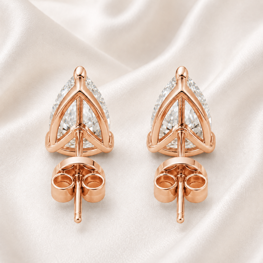 Pear Cut 3-Prong Martini Diamond Stud Earrings | IGI Certified Lab-Grown | 14K & 18K Gold, Platinum
