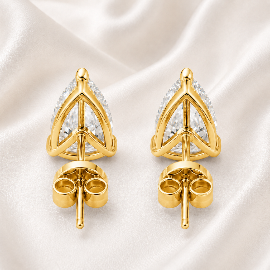 Pear Cut 3-Prong Martini Diamond Stud Earrings | IGI Certified Lab-Grown | 14K & 18K Gold, Platinum