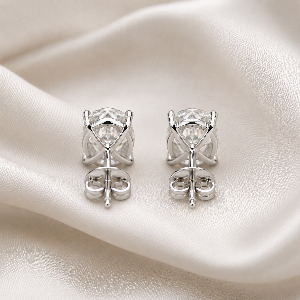 Oval Cut 4-Prong Martini Diamond Stud Earrings | IGI Certified Lab-Grown | 14K & 18K Gold, Platinum